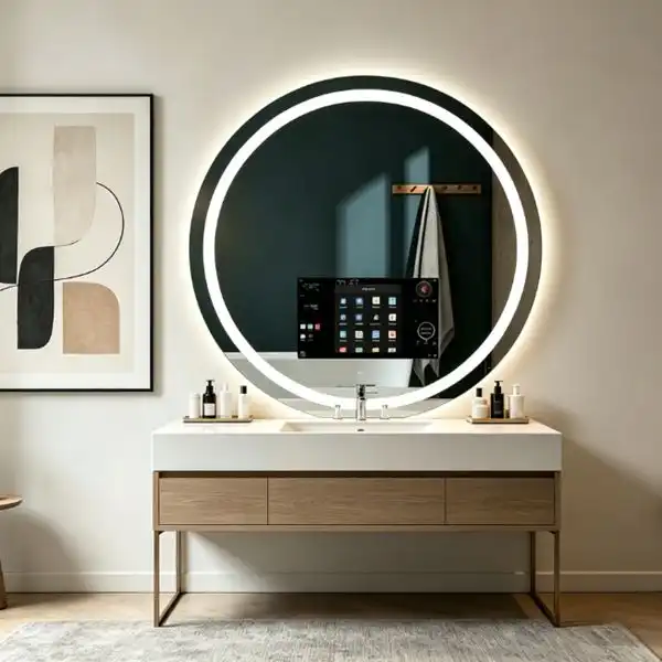 Round LED Samrt Bathroom Mirror with TV